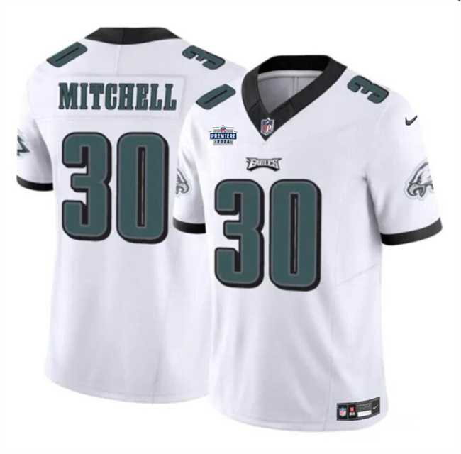 Men & Women & Youth Philadelphia Eagles #30 Quinyon Mitchell White 2024 With Dradt Patch F.U.S.E Vapor Untouchable Limited Stitched Jersey